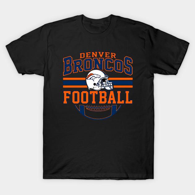Asian Size Men Black Print T-shirt Broncos-Football No-Cut Heat Transfer Print Cotton Tshirt