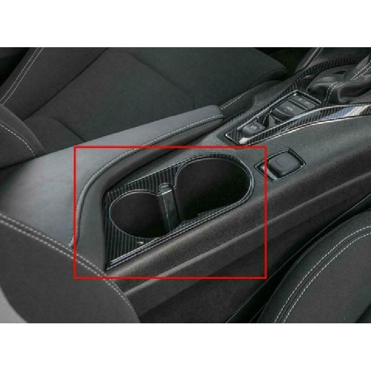 Front Water Cup Holder Cover Trim Bezels For Chevrolet Camaro 2017+ Carbon Fiber