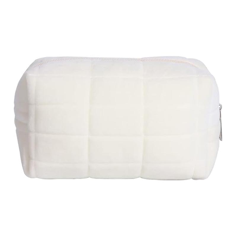 Plush Makeup Bag Cosmetic Storage Lipstick for Women Zipper Large Travel Toiletry Organizer Pouch Carrying Velvet Fabric Bag