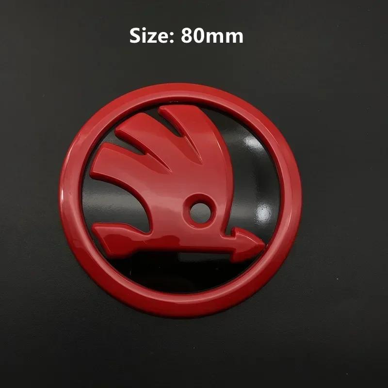 AGTQ2 80/90mm ABS Logo Car Front Head Rear Tail Trunk Badge Sticker For Skoda Superb Fabia 2 Octavia Laura RS Rapid Yeti Karoq Kodiaq