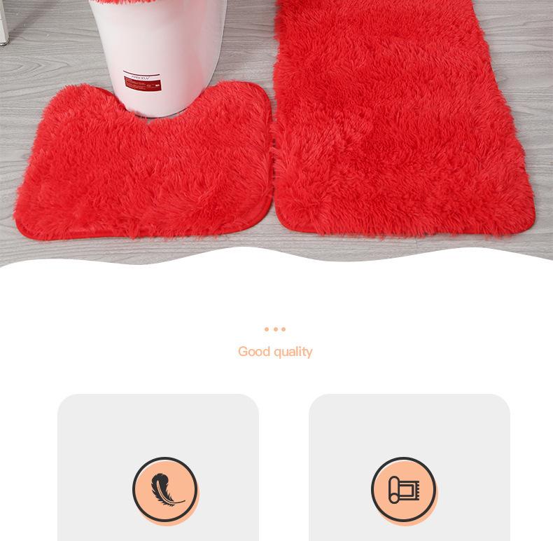 Комплект нескользящих ковриков для ванной в скандинавском стиле - Шелковая шерсть ПВХ напольный коврик, для туалета, для ванной, 3 шт.