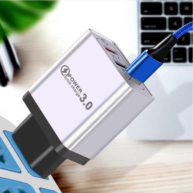 QC3.0 Multi-Port Travel Charger: 3 USB, Fast Charge 5V/9V/12V, 2.4A, US/EU Specs