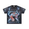 Mens Streetwear Cotton Graphic Tee Loose Fit V-Neck Short Sleeve Hip Hop Casual T-Shirt