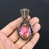 Unique Pink Kunzite Gemstone Handmade Pure Copper Wire Wrapped Pendant Jewelry