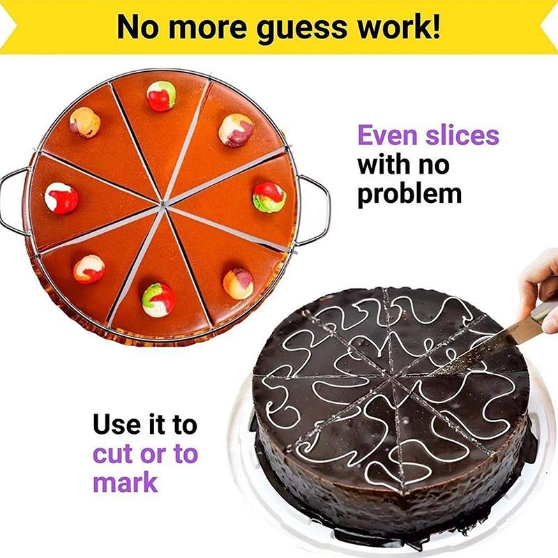 8-Slice Stainless Steel Pie Cutter Press, Circle Pie Cutter With Side Handles, Non Stick Pie Cutting Divider