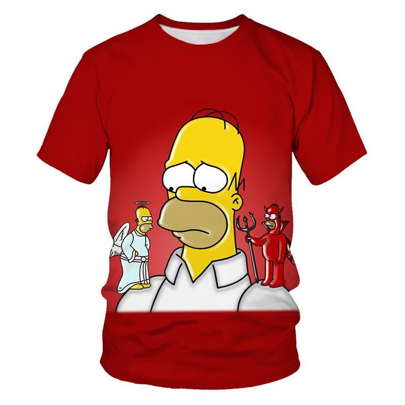 Летний тренд: Детская футболка The Simpsons с 3D-печатью, короткий рукав