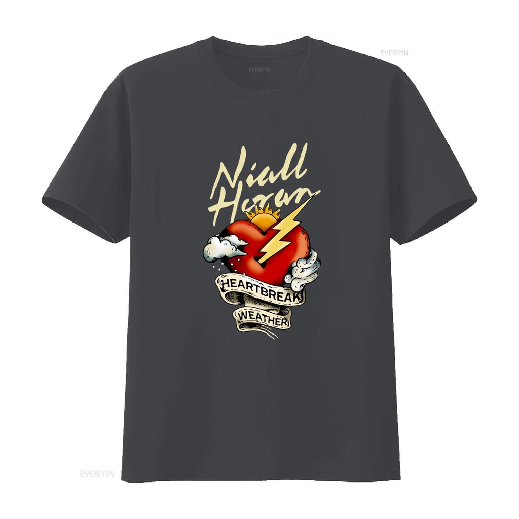 Niall Horan Heartbreak Weather Album T Shirt Men O Neck Black Print Hot Sale vintage Washed streetwear Casual Slightly