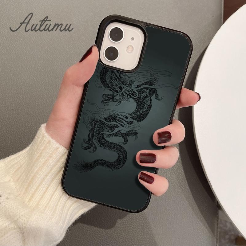 Мягкий чехол для телефона с татуировкой дракона для iPhone 11 12 13 14 Pro Max mini X XR XS SE 2020 6S 7 8 Plus Samsung Galaxy S21 S22