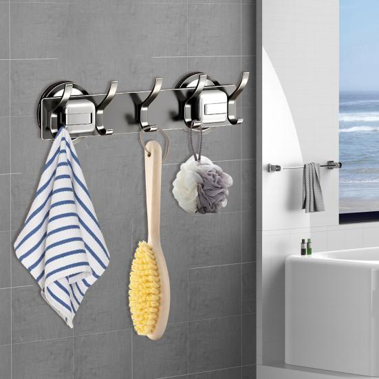 Крючок для ванной с надежной присоской, из космического алюминия, без инструментов, настенный, сверхпрочный, вешалка для ванной