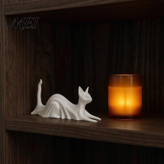 Creative Window Sill Accents 3D Printed Cat Ghost Desk Buddy, Cute Halloween Kitty Figurine for Desktop Ornaments Office Shelf, Spooky Kitten