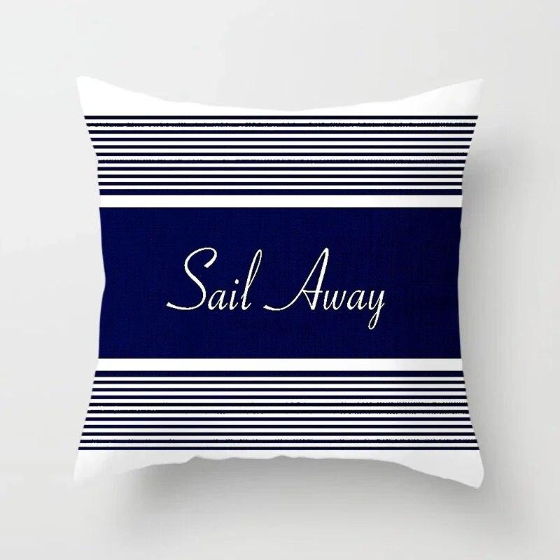 Домашний декор компас якорь наволочка синяя средиземноморская подушка подарок диван офисный аксессуар украшение 45x45 см