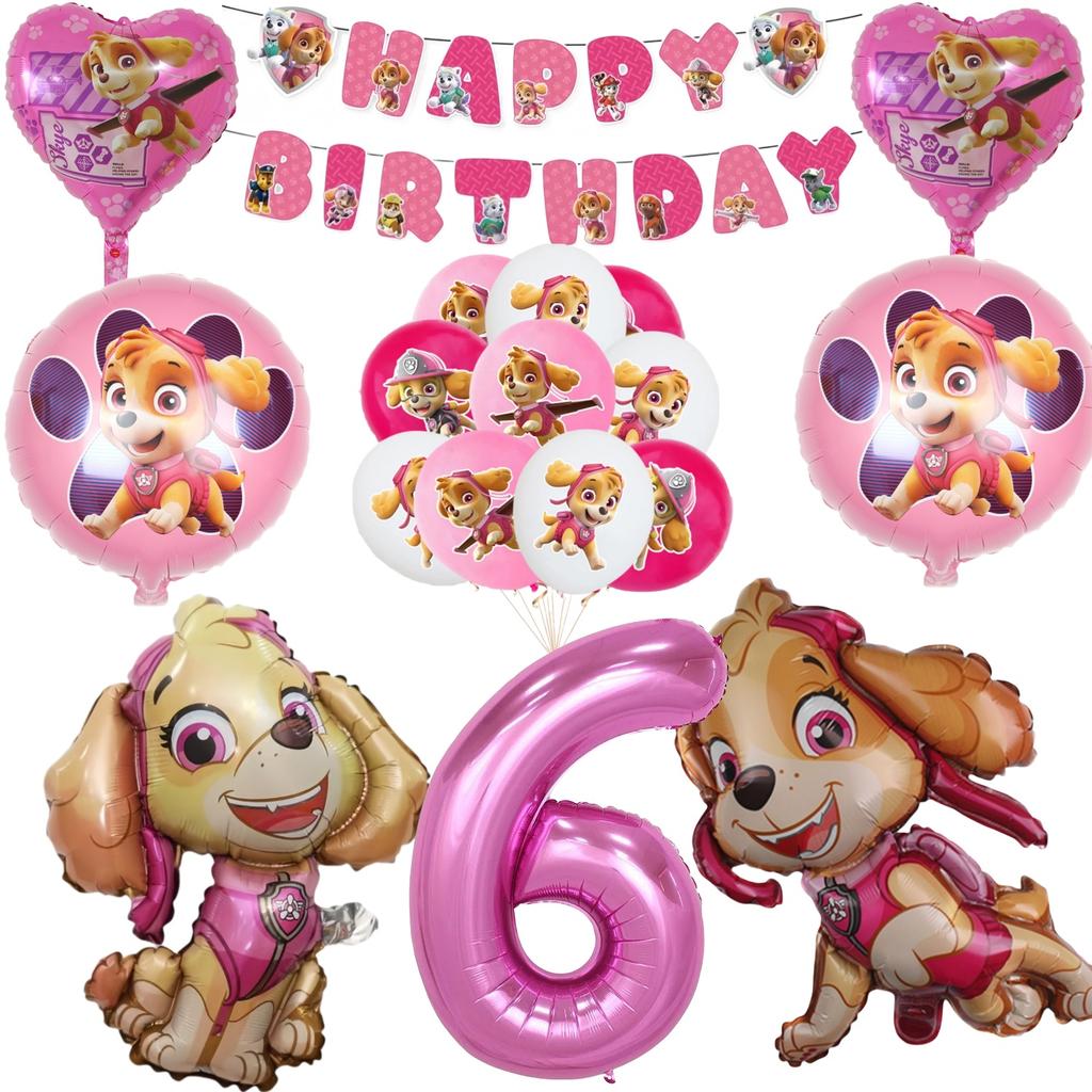 Розовая Вечеринка в честь Дня Рождения Щенячий Патруль Декор Скай Одноразовая Посуда Скатерть Тарелки Фольгированные Шары Праздник для Малыша Девичник Товары для Вечеринки
