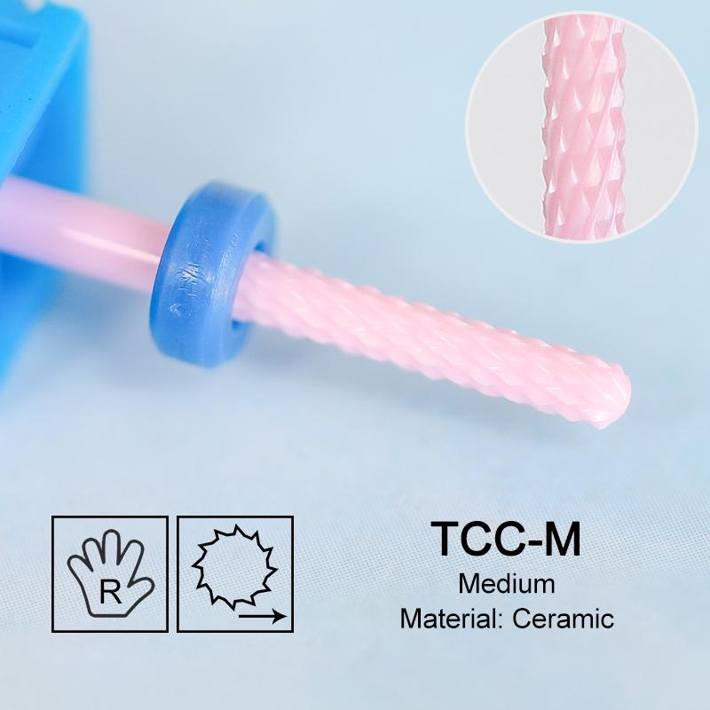 Ceramic Milling Cutter Flame Carbide Nail Drill Bits Pink Gel Remover Electric Machine Drills Polishing Peeling Nails Art Tools