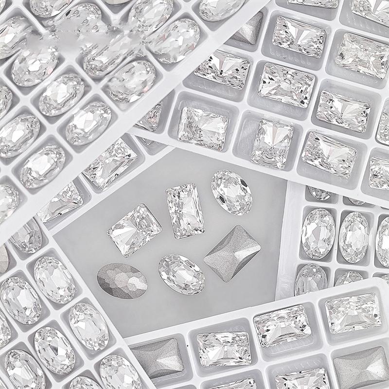5 шт. прозрачные хрустальные бриллиантовые роскошные овальные квадратные стразы для дизайна ногтей драгоценные камни сверкающее стекло супер флэш-камни для ногтей подвески