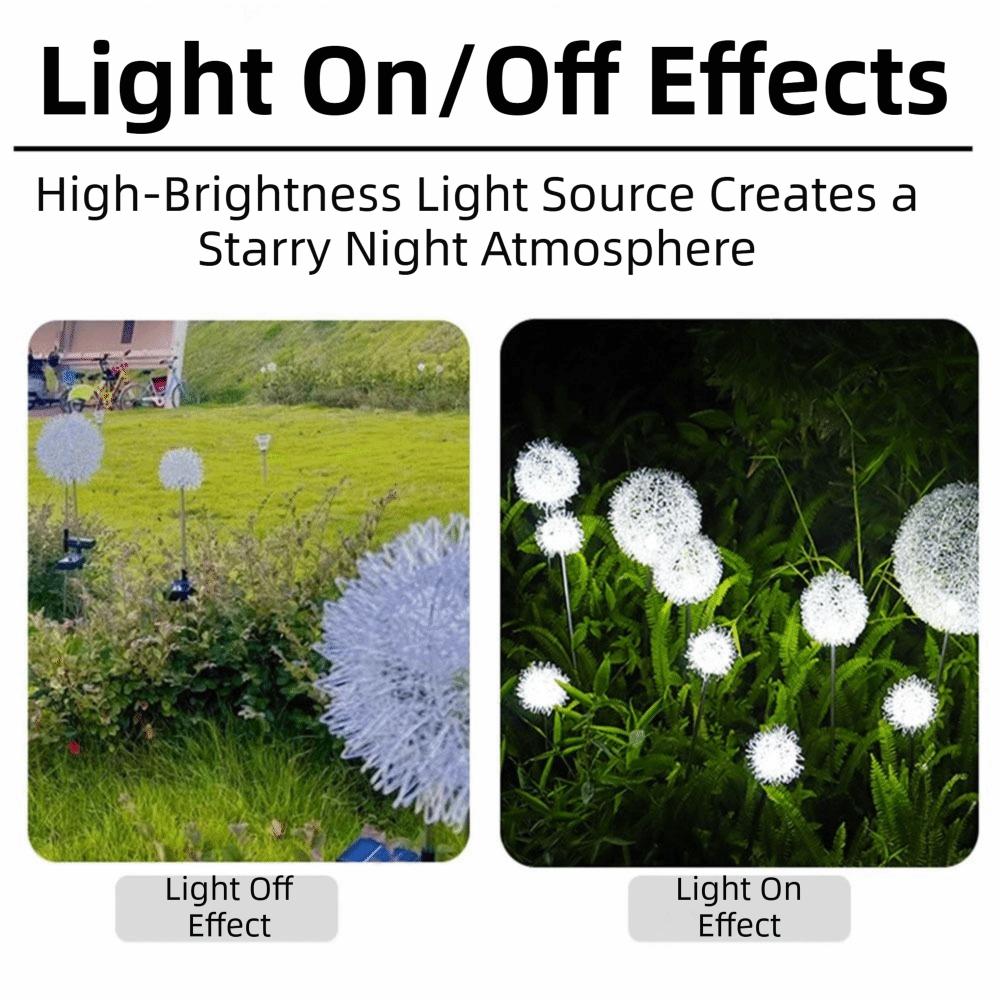 windflower Puffball Flower Solar Lamps Aluminum Wire Flower Solar Lawn Lights Patio Decor