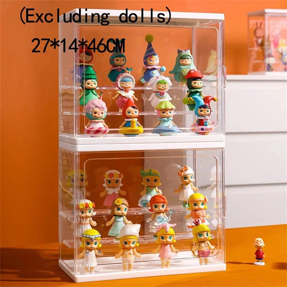 Стеллаж для хранения и демонстрации товаров, большая вместимость, шкаф-витрина с глухими коробками, шкаф для хранения кукол, шкаф для коллекций ручной работы