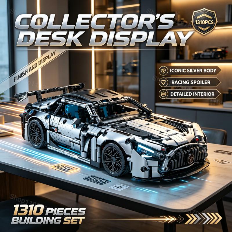 Technical 1310Pcs Sports Race Car Building Blocks Set 1:14 Scale Model DIY Assembly Toys Collectible Gifts For Adults Teens Boys
