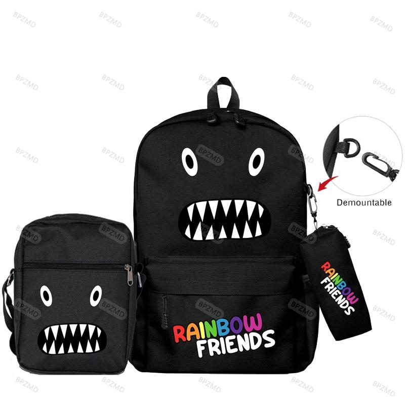 3 шт./компл., оригинальные рюкзаки с радужными друзьями для мальчиков и девочек, школьный рюкзак большой емкости, игровой рюкзак, сумка-пенал