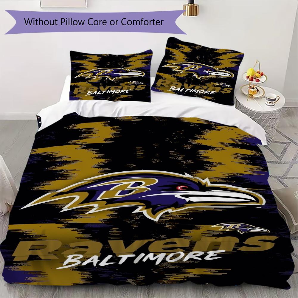 Baltimore Ravens Pattern Bedding uilt Set uilt Cover Pillowcase Home Decoration Birthday Gift (1*duvet cover + 2*pillowcase without core)