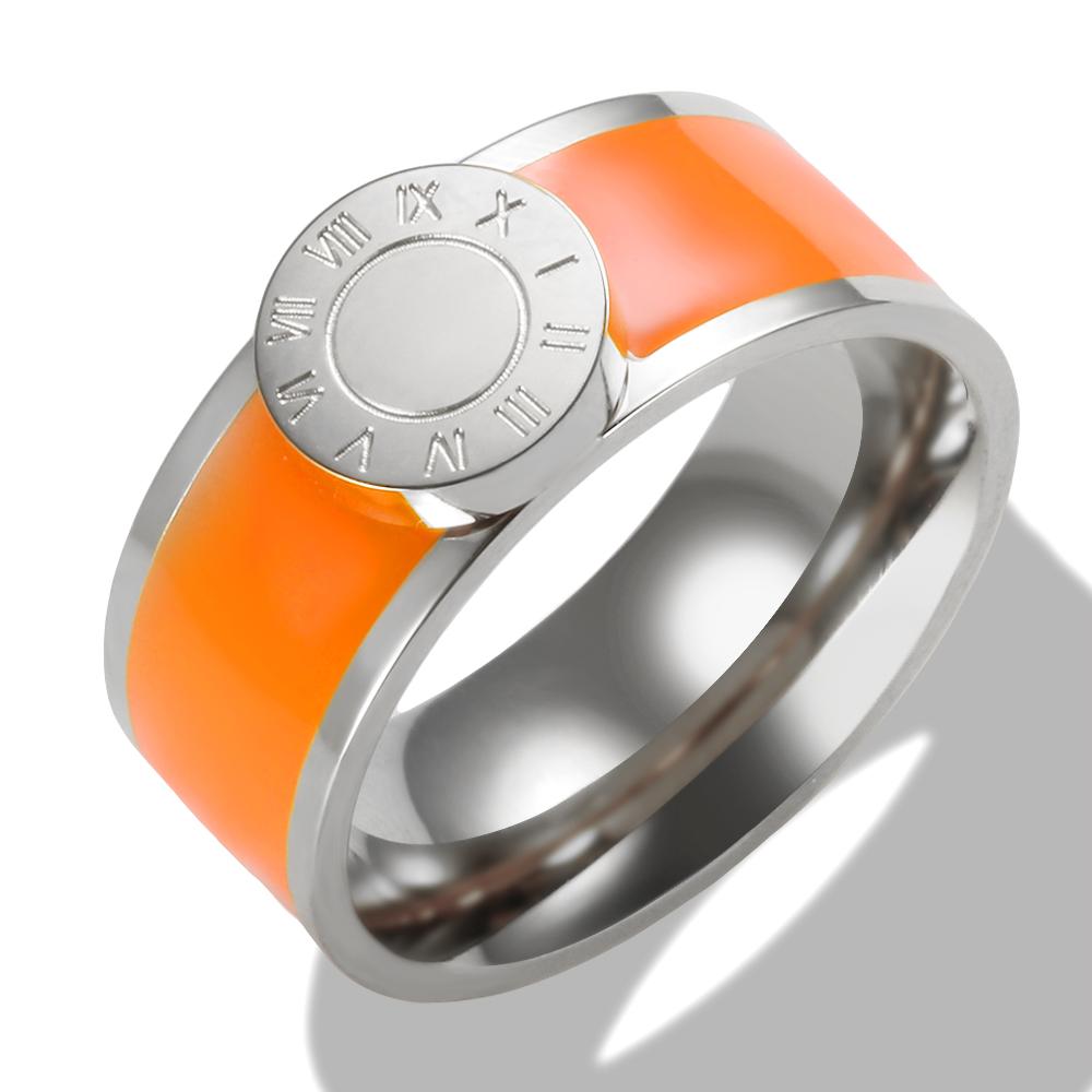 Stainless Steel Enamel Bangle Ring Set for Women Round Roman Numerals Gold Color Trend New Bangles Jewelry Set