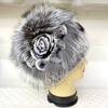 Шапки из натурального меха кролика рекс для женщин, пушистые теплые шапки в полоску с цветочным принтом, женские теплые зимние меховые шапки