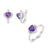 Trendy Designer Silver Ring & Earrings Set for Women & Girls Natural Amethyst Febr Birthstone Fine Jewelry Birthday Party Gift
