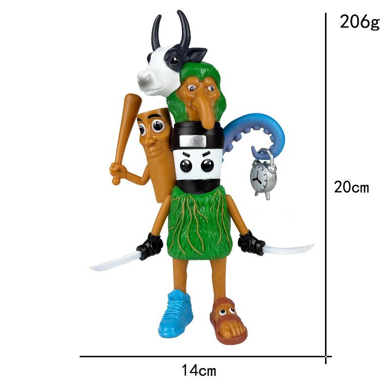 Набор 3D фигурок аниме Tung Tung Sahur, Креативная фигурка монстра-гибрида, Игрушка, Модель, Декор, Подарок для детей, ПВХ, Миниатюрная статуэтка, Коллекционная