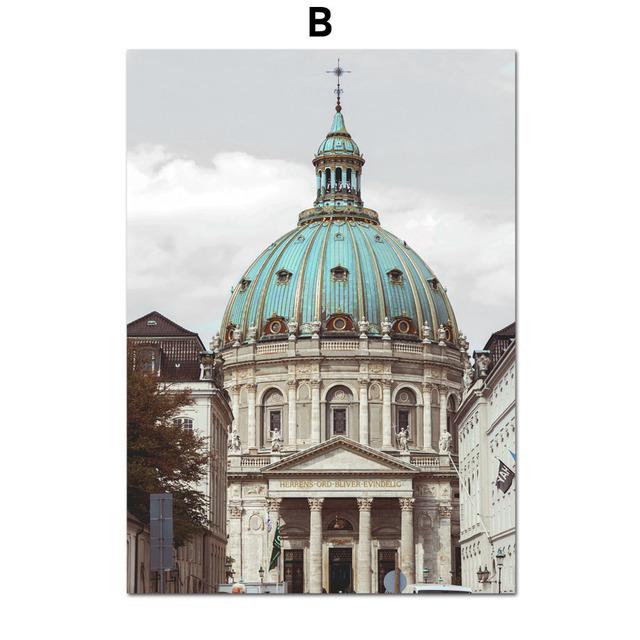 Церковь, туман, горный автомобиль, море, пляжный дом, цитаты, скандинавские постеры и принты, настенная живопись на холсте, настенные панно для гостиной