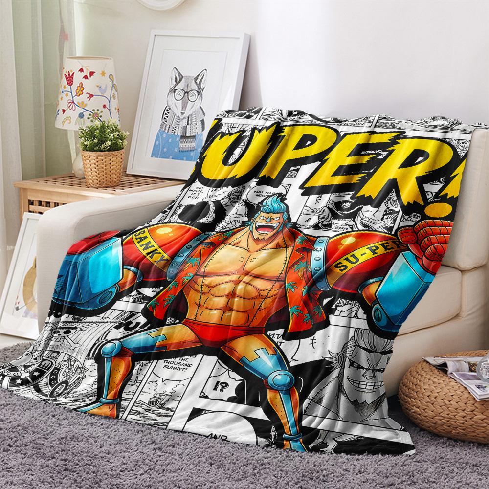 One Piece Franky Theme flannel blanket, warm and cozy for sofa, perfect gift choice