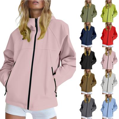 Женский однотонный худи с длинным рукавом для улицы, ветрозащитная и водонепроницаемая тонкая куртка