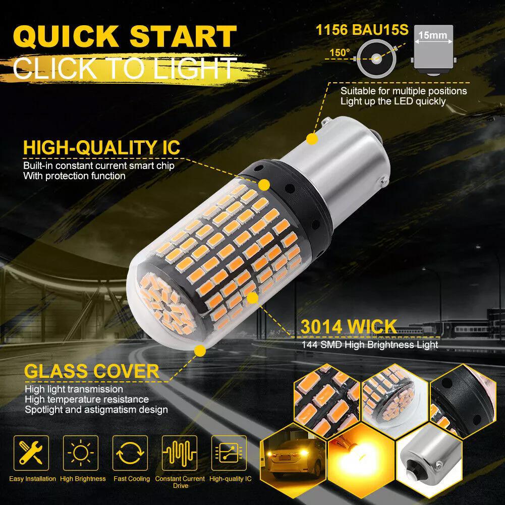 1pc Auto BAU15S 7507 Turn Signal Light PY21W 5009 No Turn Bulb Led Blinker Bulb Amber 18W 24V 1 H7H0