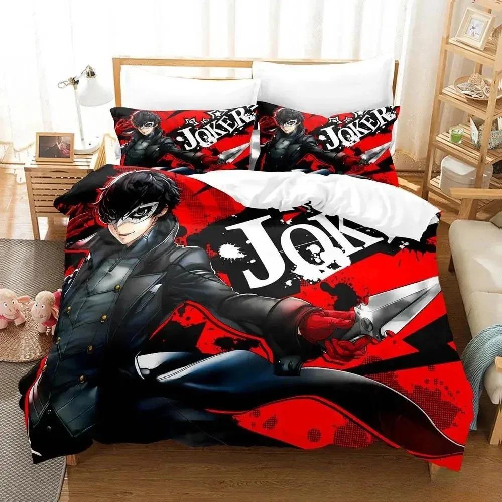Комплект постельного белья с 3D-печатью Игра Persona 5 Мультяшный аниме трехпредметный комплект Взрослый Детский Спальня Пододеяльник Комплекты День рождения Домашний текстиль