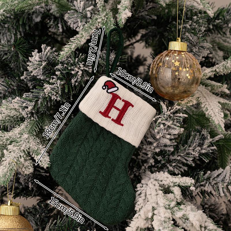 Рождественский чулок Подвеска Рождественский чулок Подарок Украшение Буква алфавита Носок 2026 Новый год Декоративный вязаный носок
