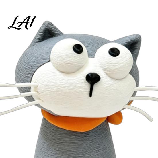 PLA Material Crafts Cute Cartoon Cat Figurine 3D Printed Kawaii Kitty Statue Minimalist Animal Lover Gifts Tabletop Ornament for Home Office