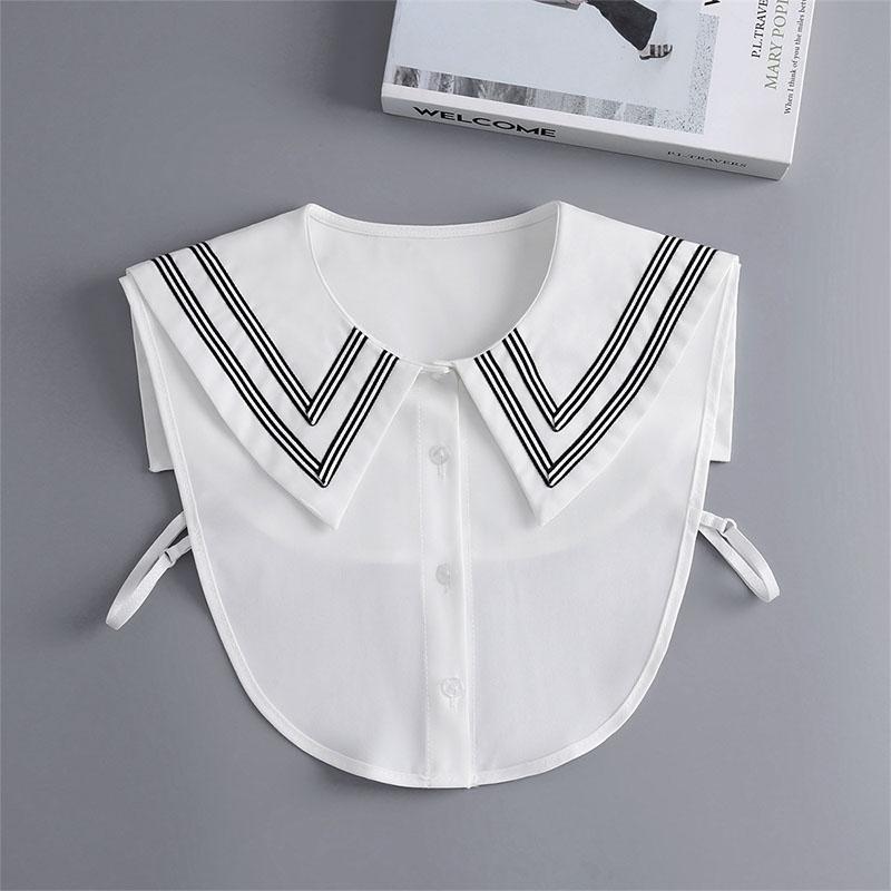 New Fake Collars Woman Vintage Half Shirt False Collar Woman Embroidery Detachable Lapel Collar Faux Col Accessories