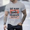 Men T Shirt Summer Tops Eat Sleep Fix Cars Repeat Classic T-Shirt Plus Size Tee Shirt Homme Oversized T-shirt Short Sleeve Tees