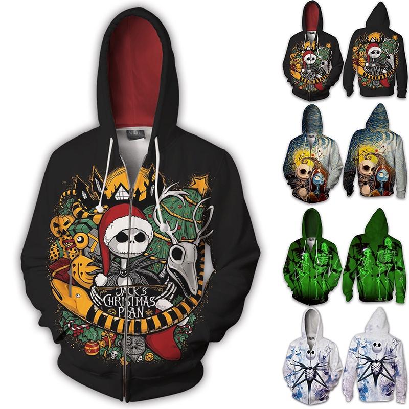 Stylish Nightmare Before Christmas Hoodies Sweater Zipper Men's Sweatshirt Jacket Coat