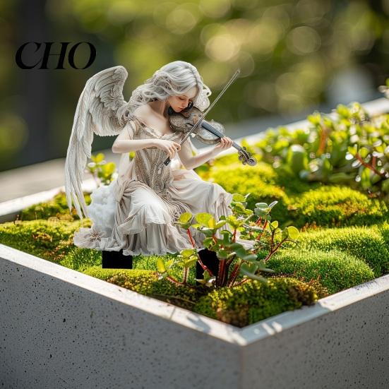 Retro Angel Decoration Garden Stake, Playing The Violin 2D Acrylic Decoration, Waterproof Yard Art Stake for Outdoor Lawn Planter Decor Gift Idea