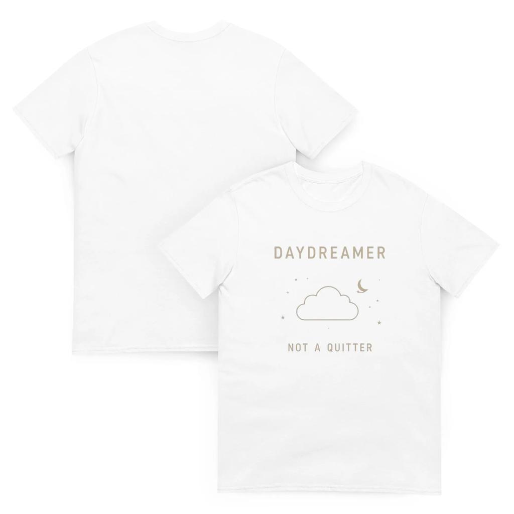 Summer Casual Tshirt  Simple And Comfortable Daydreamer Not A Quitter Graphic Tee Minimalist Cloud Design Unisex Shirt