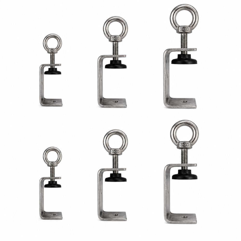 1pc 304 Stainless Steel Square Clamp Pull Ring Fixed Holder Clip C-clamp Hardware Fasteners