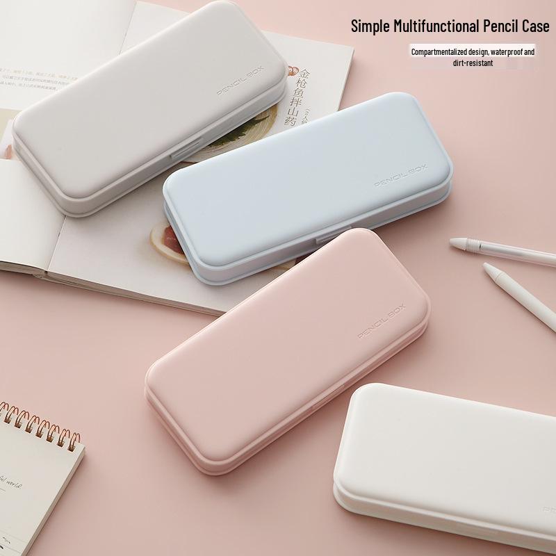 Матовая канцелярская коробка в стиле MUJI: Большой многофункциональный водонепроницаемый пластиковый пенал из ПП с отделениями