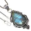 Pendant Shiney Labradorite Gemstone Valentine'Day Gift Silver Jewelry 2.25"