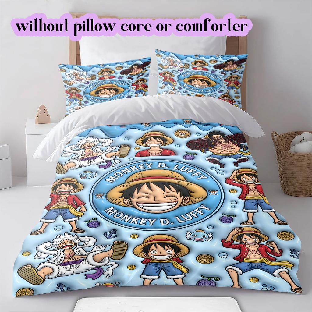 OnePiece 3pcs Cartoon Print Bedding Set Duvet Cover Children's Gift Various Sizes Extra Large Size New