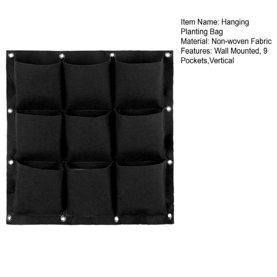 Подвесной мешок для посадки, настенный 9 карманов, вертикальный квадратный дышащий домашний и уличный подвесной настенный горшок с цветами клубники, садовые принадлежности