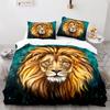 Lion Duvet Cover Set 3D Print Wild Animals Colourful King Queen Size For Kids Teens Adults Bedding Set Polyester Comforter Cover