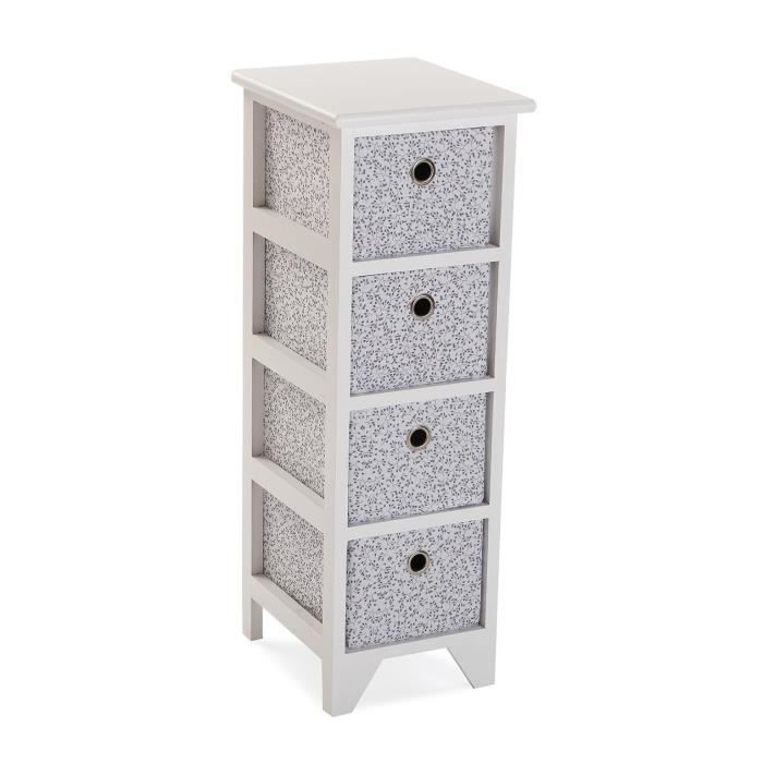 Armoire Étagère de salle de bain Oxford - 72 x 30 x 25 cm - Commode avec 4 tiroirs de rangement en Bois - Blanc - Versa