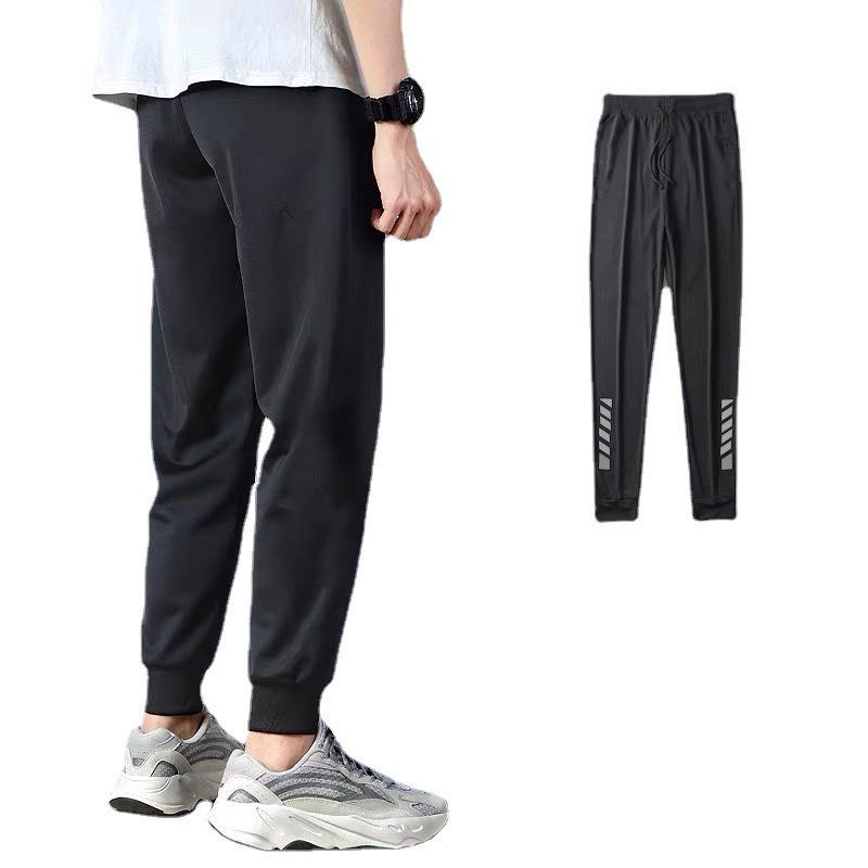 2021 Men's Summer Ice Silk Breathable Stretch Casual Pants - Loose, Airy, Nine-Point Sports Design