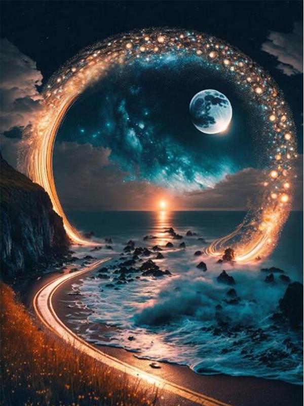 Алмазная живопись Новые поступления Луна Ночь Морской пейзаж Цветок Diy Полный квадратный круглый дрель Горный хрусталь Вышивка Роза Мозаика Наборы для вышивки крестом Настенный декор