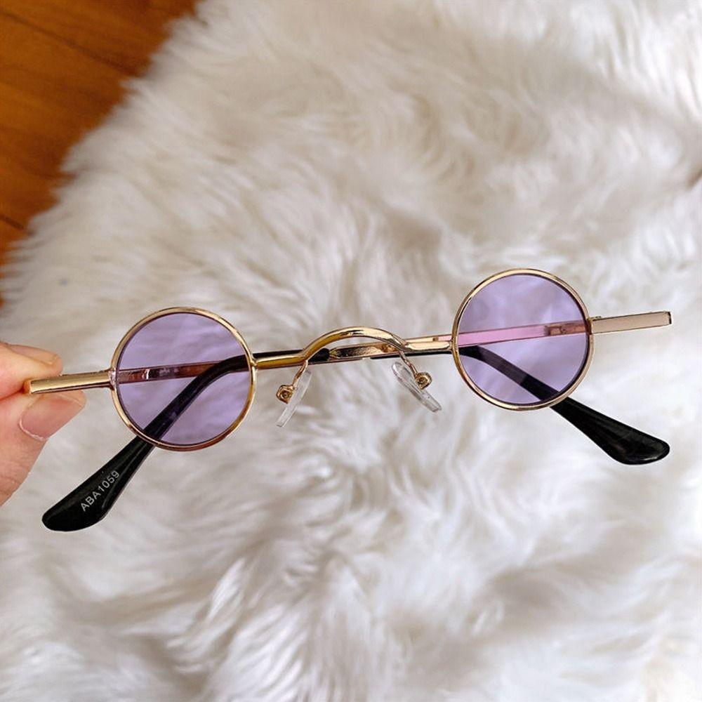 Small Round Sunglasses Metal Frame Hip Hop Punk Sun Glasses Mini Candy Color Lens Sunglasses Ins Fashion Shades For Women Men