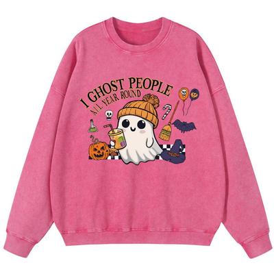 Я игнорирую людей круглый год Женский винтажный свитшот из стираного хлопка Уличный тонкий стиль Оверсайз пуловер Хипстерский